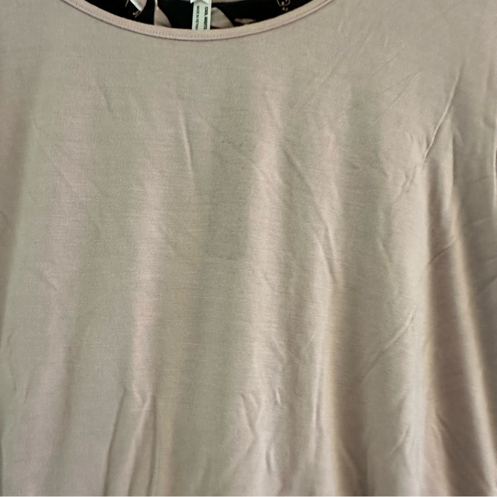 Soma NWT Cool Nights Pajamas Pink Long Sleeve Top with Black Champagne Pants XL - Picture 3 of 7